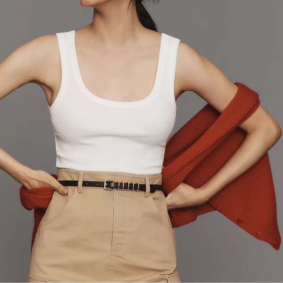 Anthropologie Cream and Tan Tank Dress - Picture 2 of 9